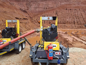 Two Atlas Copco PAS150HF diesel driven dewatering pumps in operation at a customer site in KwaZulu-Natal.